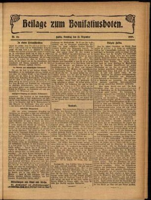 Zweite Ausgabe vom Sonntag, den 12. Dezember 1909.