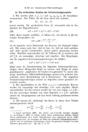 b) Die einfachsten Ansätze der Infinitesimalgeometrie.