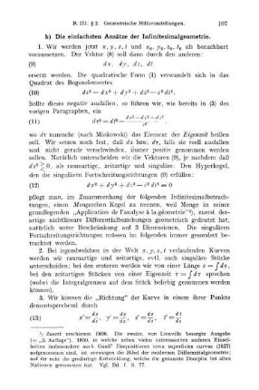 b) Die einfachsten Ansätze der Infinitesimalgeometrie.