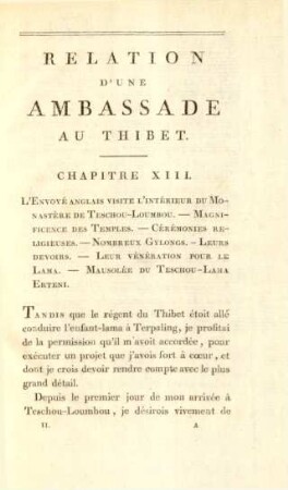 Relation d'une ambassade au Thibet