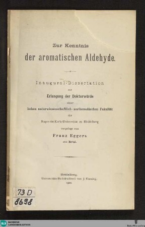 Zur Kenntnis der aromatischen Aldehyde