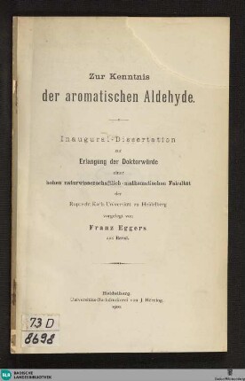 Zur Kenntnis der aromatischen Aldehyde