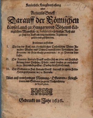 Keyserliche Kriegs-Verfassung