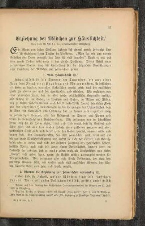 Erziehung der Mädchen zur Häuslichkeit
