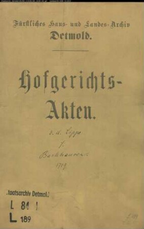 von der Lippe, Erben gegen Registrator Franz Kaspar Barkhausens Witwe - Erbschaftsteilung