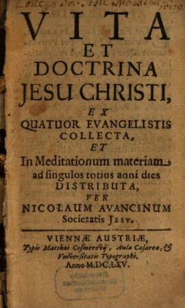 Vita et doctrina Jesu Christi