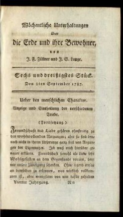 Sechs und dreißigstes Stück