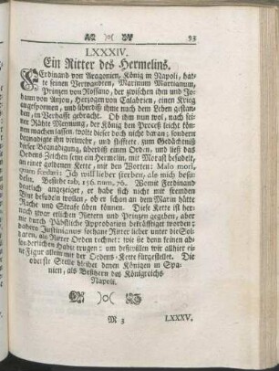 LXXXIV. Ein Ritter des Hermelins.