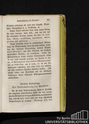 Sechste Abtheilung. Die Aufbewahrung der Saamen.