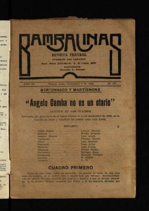 Angelo Gamba no es un otario : sainete en dos cuadros