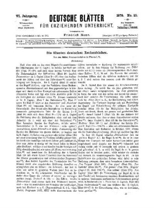 Die ältesten deutschen Rechenbücher : (Fortsetzung)