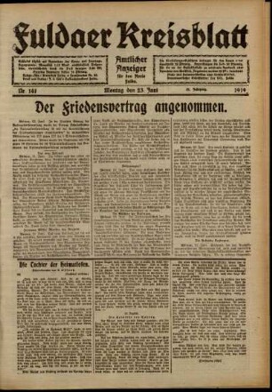 Ausgabe vom Montag, den 23. Juni 1919.