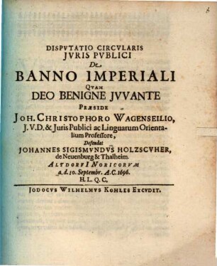 Disputatio circularis iuris publici De banno imperiali