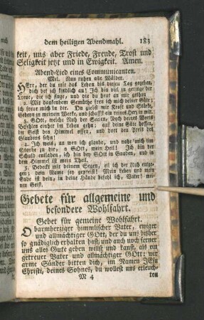 Gebete für allgemeine und besondere Wohlfahrt.