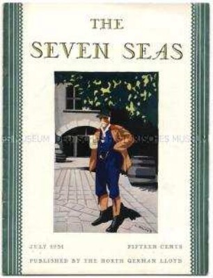 Monatszeitschrift des Norddeutschen Lloyd "The Seven Seas" u.a. mit Porträtfotos von Transatlantik-Passagieren