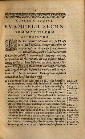 Analysis Logica Evangelii Secundum Matthæum : Una Cum Scholiis Et Observationibus locorum doctrinæ, [Hauptband]