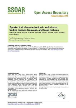Speaker trait characterization in web videos: Uniting speech, language, and facial features