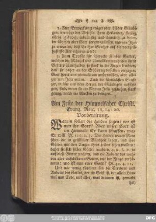 Am Feste der Himmelfahrt Christi. Evang. Marc. 16, 14 - 20.
