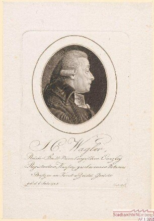 J(ohann) C(aspar) Wagler, Kanzleiregistrator, Kaiserlicher Notar und Beisitzer am Forst- und Zeidelgericht; geb. 6. Juli 1728