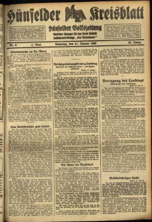 Zweite Ausgabe vom Samstag, den 21. Januar 1933.