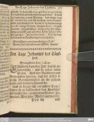 Am Tage Johannis des Täufers.