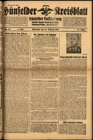Erste Ausgabe vom Mittwoch, den 11. Februar 1942.