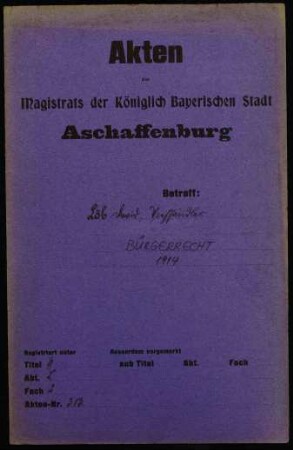 Bürgerrechtsverleihung an den Viehhändler David Löb aus Goldbach