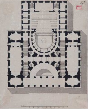 Entwurf eines Theaters - Grundriss des Obergeschosses (1. Rang)
