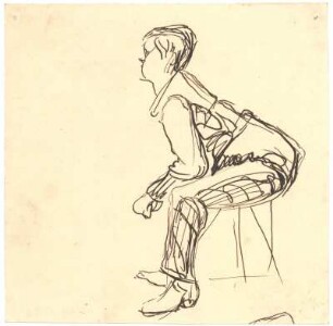 Figurenstudie : Seitliche Darstellung eines sitzenden Mannes mit Brille; Privatsammlung G. Kleinhempel