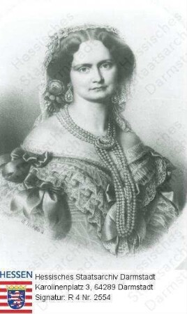 Mathilde Großherzogin v. Hessen und bei Rhein geb. Prinzessin v. Bayern (1813-1862) / Porträt, Brustbild
