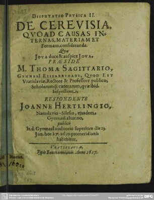 Disputatio physica II. de cerevisia