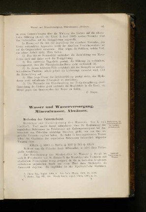 Wasser und Wasserversorung, Mineralwasser, Abwässer.
