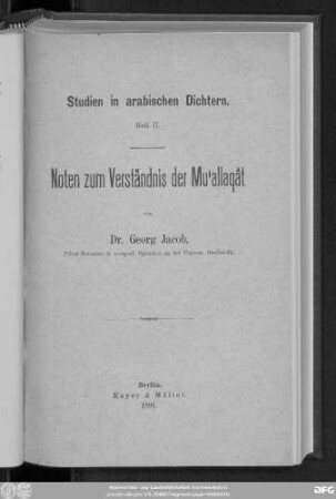 Noten zum Verständnis der Muʿallaqât