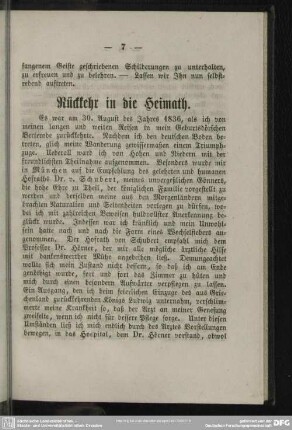 Rückkehr in die Heimath