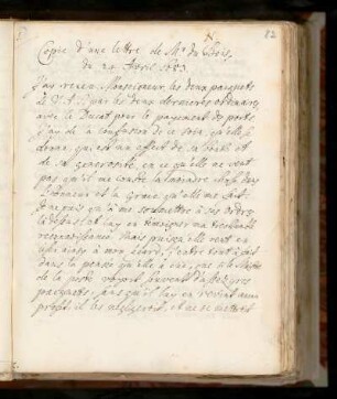 N. Lettre de Mr. du Bois du 24. Avril 1683.