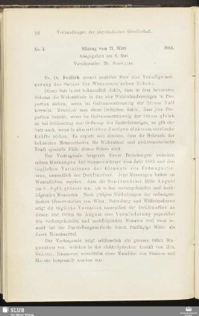 No. 5. Sitzung vom 21. März 1884