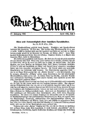 Sinn und Notwendigkeit einer deutschen Sprachkultur