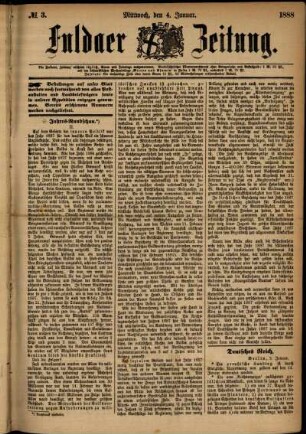 Ausgabe vom Mittwoch, den 04. Januar 1888.