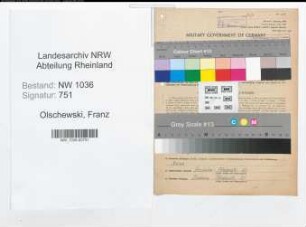 Entnazifizierung Franz Olschewski , geb. 19.09.1893 (Bergmann)