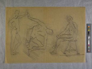 Aus dem Zeichenheft Corona Krause Klasse 1b (drei Männerakte, aus dem Unterricht - Aktzeichnen - bei Oskar Schlemmer)