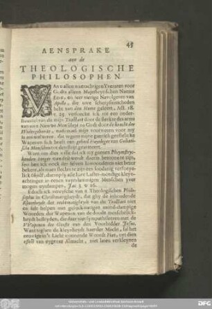 Aensprake aen de Theologischen Philosophen.