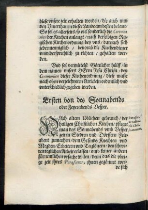 Ersten von des Sonnabends oder Feyerabends Vesper.
