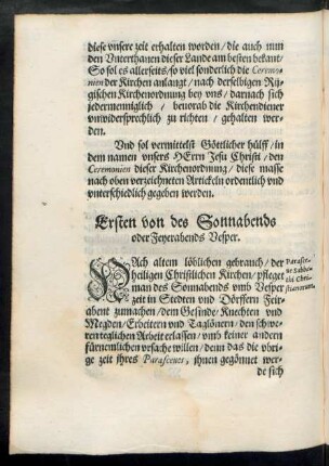 Ersten von des Sonnabends oder Feyerabends Vesper.