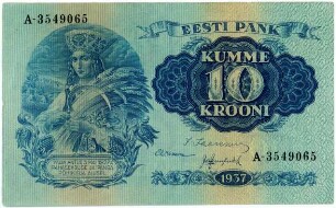 Geldschein, 10 Kronen, 1937