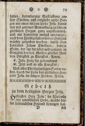 Gebeth zu dem heiligsten Herzen Jesu