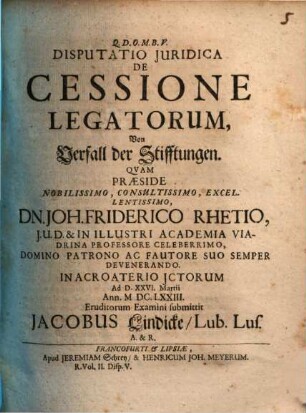 Disp. iur. de cessione legatorum