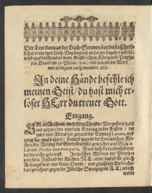 Der Text [...] David im 31. Psalm (v.6.) [...]