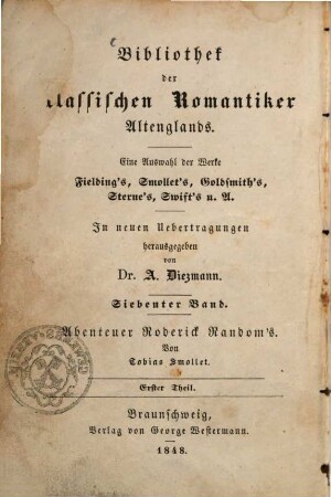 Abenteuer Roderick Random's : In vier Theilen, 1