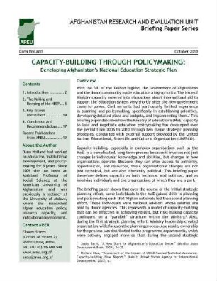 Capacity-building through policymaking : developing Afghanistan's national education strategic plan