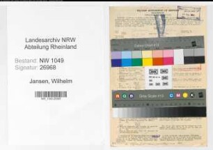 Entnazifizierung Wilhelm Jansen , geb. 13.01.1899 (Schlosser)